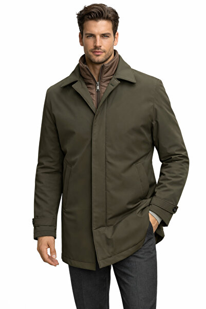 COMPİERE YAKA İÇİ ÇIKMALI SU İTİCİLİ LİKRALI PARDESÜ REGULAR FIT TRENÇKOT