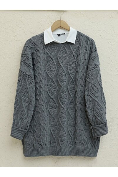 HİJABAYA Χειμερινό φαρδύ πλεκτό πουλόβερ με μοτίβο κηρήθρας