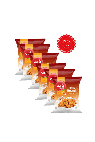 vital tea Dahi Boondi – Pack of 6, Crispy Single-Fried Snack with Himalayan Pink Salt, Cumin & Dill Seeds