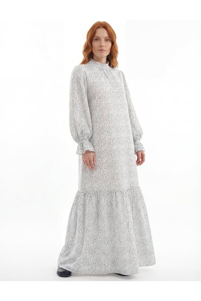 Kayra Φόρεμα με πουά οπτικό λευκό