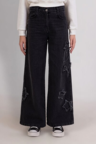 DMB BOYS & GIRLS Pantaloni de denim pentru fete cu picior largi cu detaliu stea