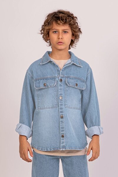 DMB BOYS & GIRLS Cămașă/Jachetă din denim pentru bărbați - Jachetă cămașă din...