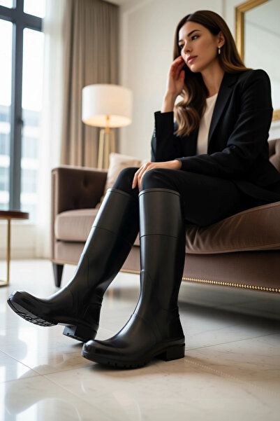 BENERLY Women's Flat Heeled High Boots %100 Polyurethane Functional Durable Q...