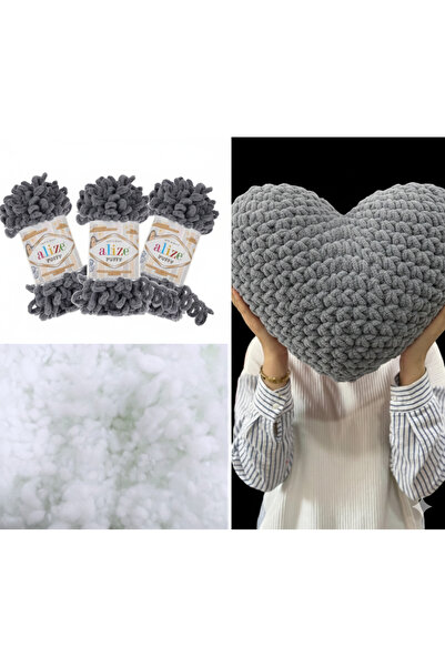 Alize Серцеподібна подушка Puffy Матеріал 3 штуки Puffy і 400 г. Набір кульок...