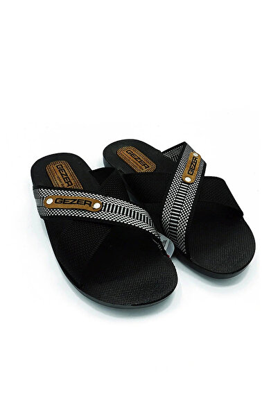 GEZER Erkek Halatlı Siyah Terlik Sokak Yazlık Siyah