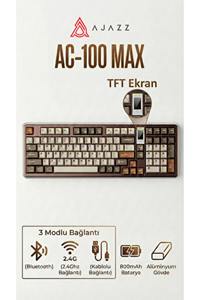 Ajazz Ac100 Max Mekanik Klavye,Alüminyum Gasket Tasarım TFT ekranlı Hot-Swap ...