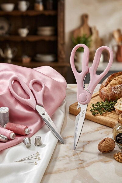 Rooc 2'li Çok Amaçlı Makas Seti – Küçük Boy Pembe, 14.5 Cm