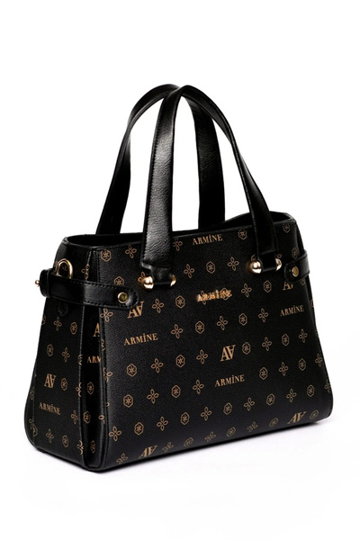 Armine Kadın Siyah Baskılı Çapraz Askılı El & Omuz Çantası 172