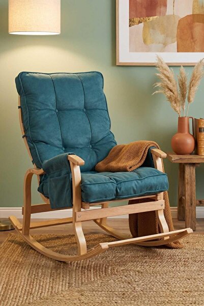 Reyo Santorini Kapitoneli Sallanan Sandalye Dinlenme ve TV Koltuğu Petrol Mavisi