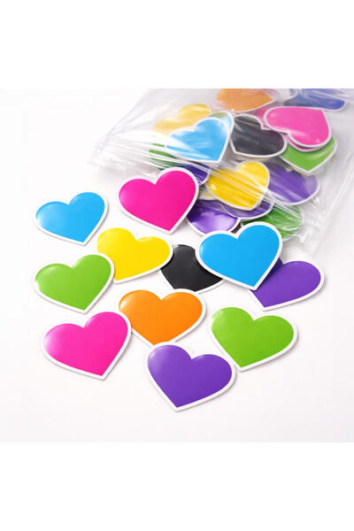 koliciabla Colorful Heart Sticker Label (4X4Cm) - 54 Pieces |   Add Joy to Your Packages!