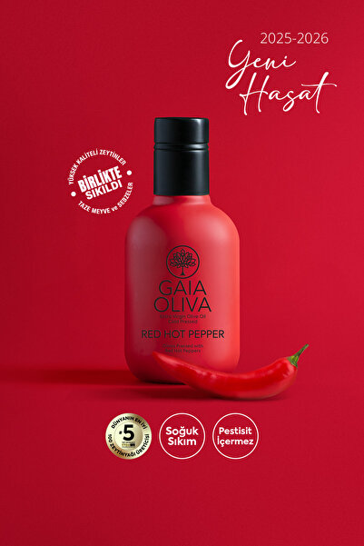 Gaia Oliva Kırmızı Acı Biber Çeşnili 250 ml Natürel Sızma Zeytinyağı (Yeni Hasat)