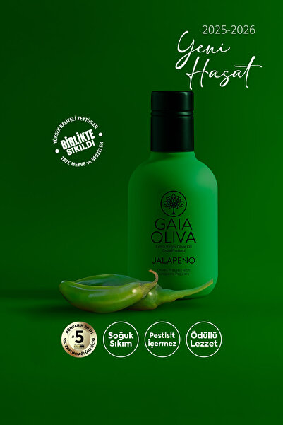 Gaia Oliva Jalapeno Çeşnili 250 ml Natürel Sızma Zeytinyağı (Yeni Hasat)