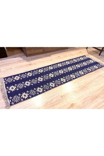 Casa de vis Online Covor în stil tradițional, bumbac cu iută, Casa De Vis Online, albastru, 60 x 300 CM