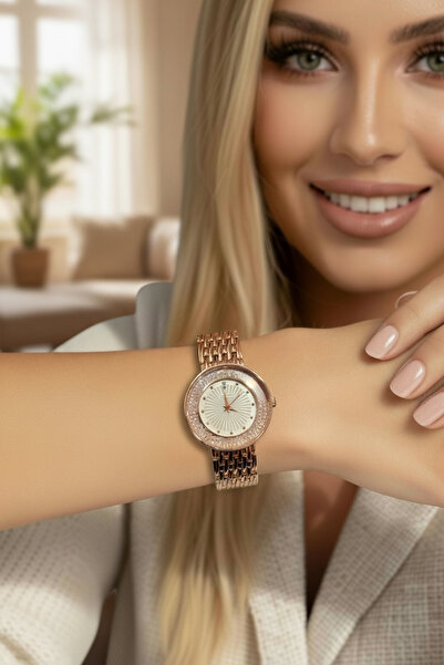 Choppers İçi Oynayan Taşlı Spor Kadın Çelik Kordon Hediyelik Kol Saat