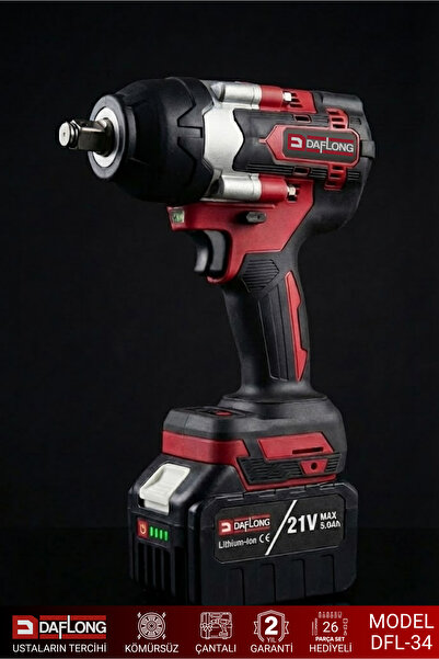 DAFLONG PRO 15 PİLLİ BATARYA 21V KÖMÜRSÜZ 1300NM TORKLU 1/2 ŞARJLI SOMUN SÖKME DFL34
