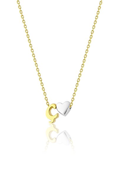 Rachon 925 Ayar Gümüş Üç Boyutlu Elyazısı Kalp Ç Harfi