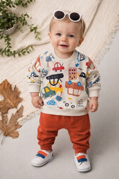 Baby Go Bebek ve Çocuk 2 li Takım Alt ve Üst Ürün İki iplik %100 pamuk