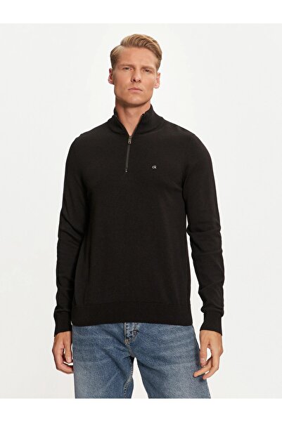 Calvin Klein سترة رجالية عادية ذات ياقة مقلنسة باللون الأسود K10K113748BEH