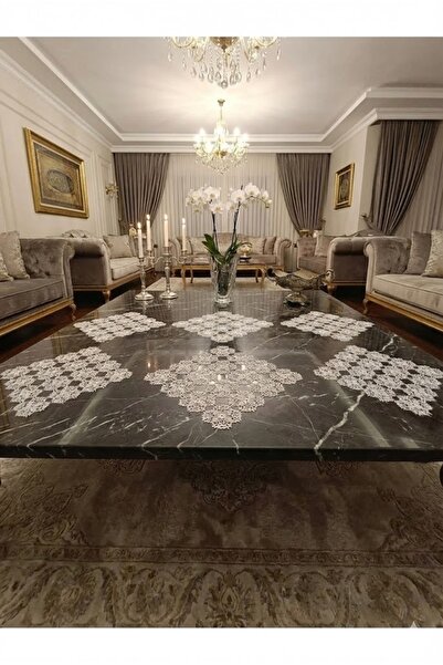 Çt Çeyizci Tekstil 6 Adet Parça Salon Vitrin Peçetesi Sehpa Takımı, İğne Oyas...