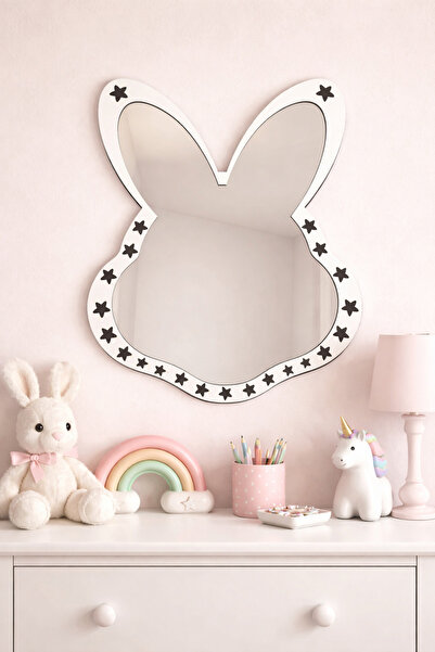 Karenza Home Çocuk odası Tavşan Figürlü Dekoratif Pleksi Ayna Yıldız Desenli ...