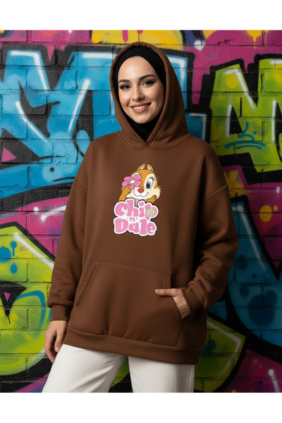 RPT MODA TOP DE PULOVER DE BAZĂ CU GLUGĂ DETALIE DE IMPRIMARE DE IEPURE DE MĂ...