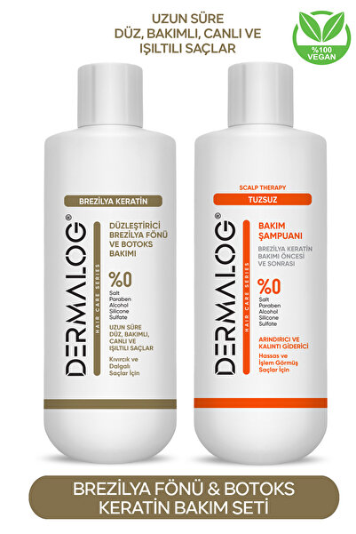 DERMALOG Brezilya Fönü - Keratin Bakımı & Botox Bakımı Kalıcı Düzleştirici Ve Onarıcı Bakım Seti
