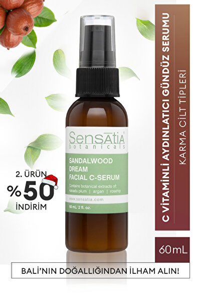 Sensatia Botanicals Yağlı ve Karma Clitler için Doğal C - Serum - Nemlendirici Dengeleyici 60ml - Sandalwood Dream