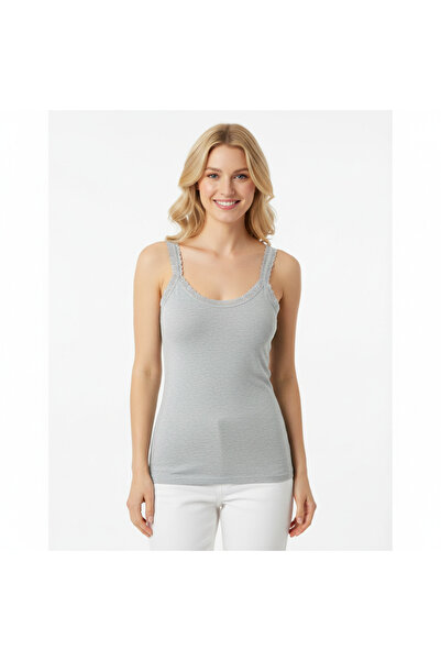 BONBON Women's Cotton Ornamental Lace Strap Tank Top Bb2091