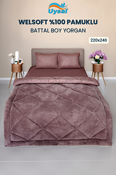 UYSAL WELSOFT AKFİL YORGAN BATTAL BOY 220x240 GÜL KURUSU