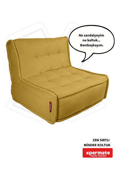 XPERMATE Sırtlı Minder Koltuk Iskandinav Tarzı Ergonomik Yer Koltuğu Sırtlıklı Oturma Minderi 80x60hardal Zen