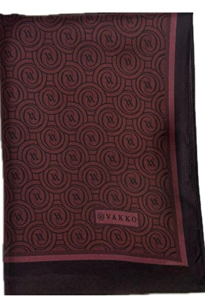 Vakko Tivil Monogram İpek Şal 41407-Bordo