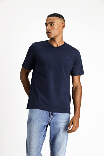 Kiğılı Tricou cu decolteu în V slim fit Slim croială Single Jersey Bumbac basic