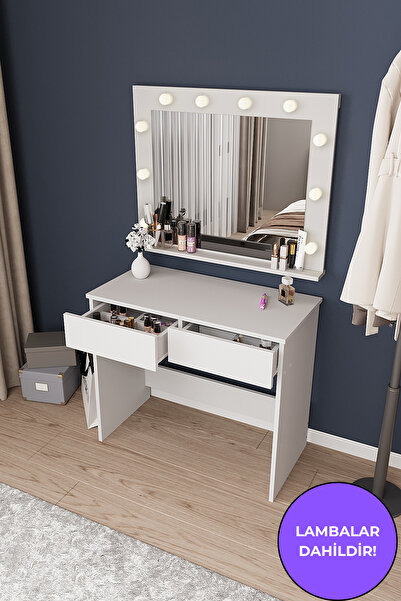 DEKORFİM DF02108B Işıklı Aynalı Çekmeceli Makyaj Masası