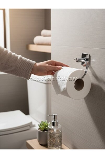 RENK YAPI RÜYASI Suport pentru hârtie igienică pentru baie și WC, cu capac adeziv din inox, economic