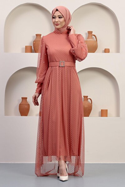 Missvalle Вечірня сукня з поясом та бретелями лосось 12242