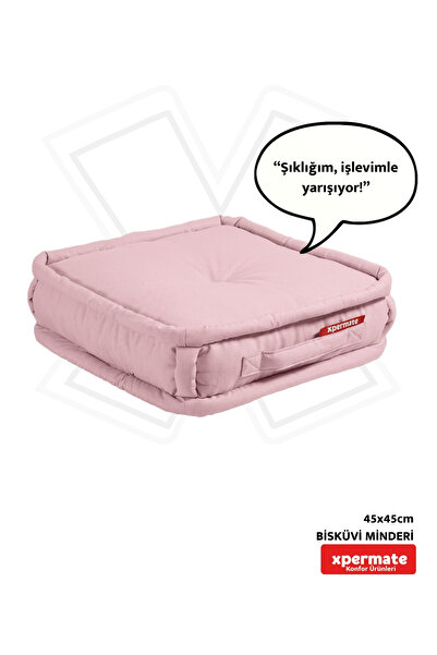 XPERMATE Bisküvi Yer Minderi Petek Önü Palet Üstü Minderi Bank Ve Bahçe Minderi 45x45x14 Cm Pembe