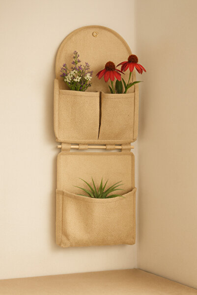 homyjr's Organizator de baie cu 2 straturi, 4 buzunare, din iută, pentru inte...