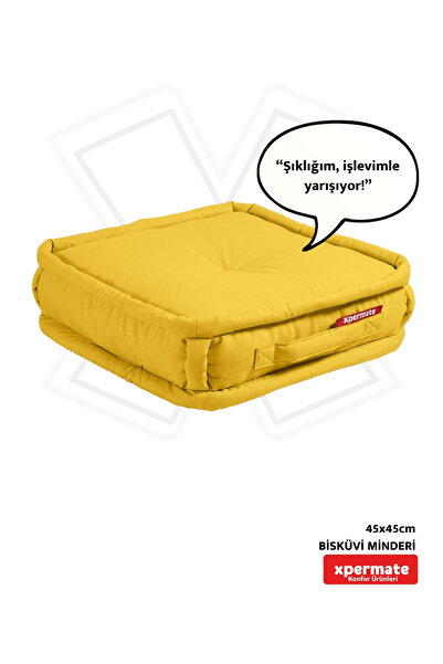 XPERMATE Pernă de podea pentru biscuiți Fagure de miere Pernă de față pentru paleți Pernă de bancă și de grădină 45x45x14 Cm Galben