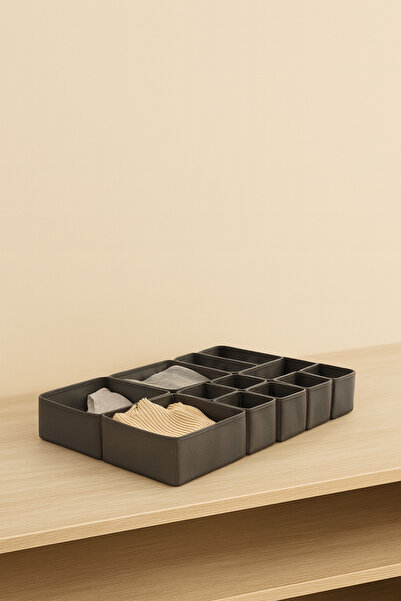 homyjr's Set de 12 cutii de organizare pentru sertar antracit