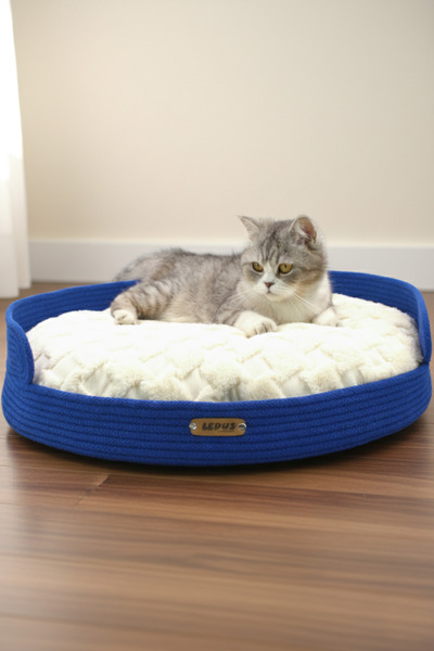 Lepus Örme Yatak, El Yapımı İpten Örgü Kedi Köpek Yatağı