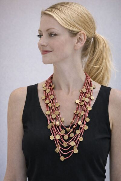 Gönülden Tasarım Bamboo Beaded Design Women's Necklace 27 cm