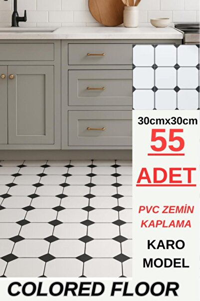 Renkli Duvarlar 55 ADET 30cm x 30cm Yapışkanlı Karo Floor Pvc Yer Zemin Kapla...