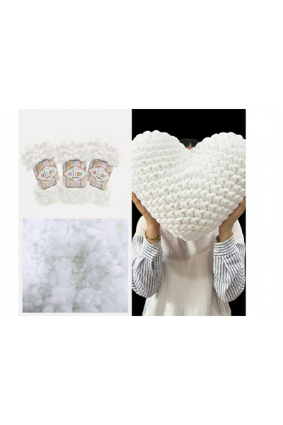 Alize 3 штуки Puffy 55 білого кольору та 400 г набору бісерного волокна - мат...