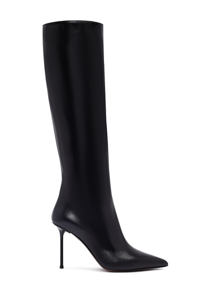 Derimod Kadın Siyah Fermuarlı Yüksek İnce Topuklu Deri Çizme 25WFD101618