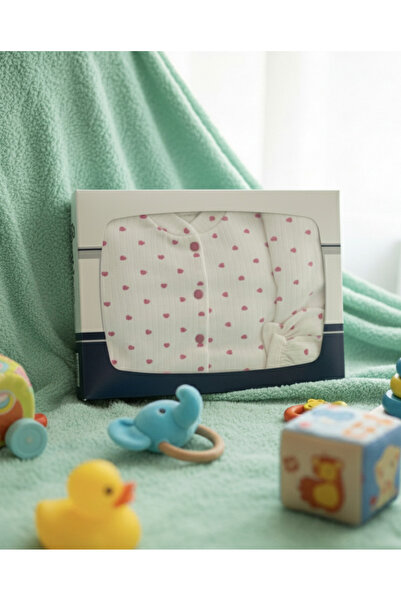 YusGos Organic 5 Piece Corded Fabric Heart Printed Newborn Hospital Discharge...