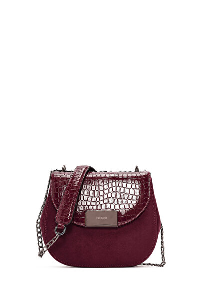 Derimod Kadın Bordo Zincir Askılı Baskılı Omuz Çantası 25WBD200714