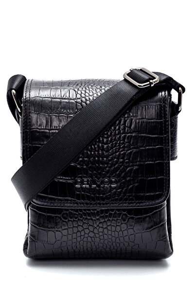 Derimod Men's Black Leather Messenger Bag 21Sbd3104E3