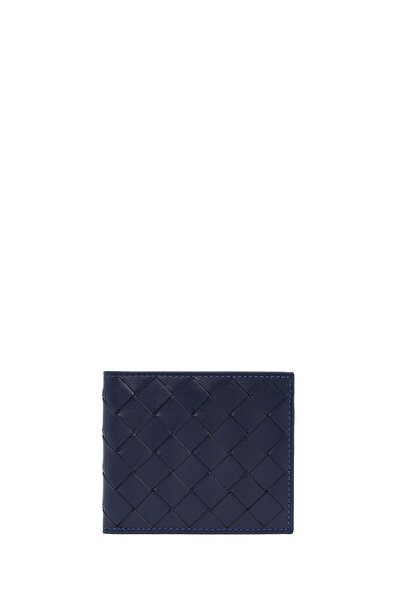 Derimod Men's Navy Blue Braided Leather Wallet 000A2D361729