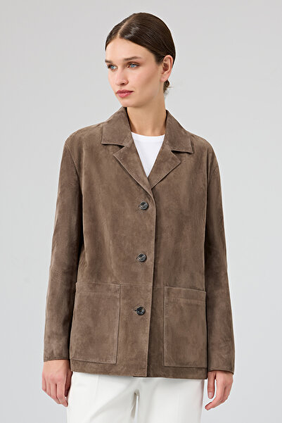 Derimod Gloria Kadın Vizon Oversize Süet Deri Ceket 25WGD560010