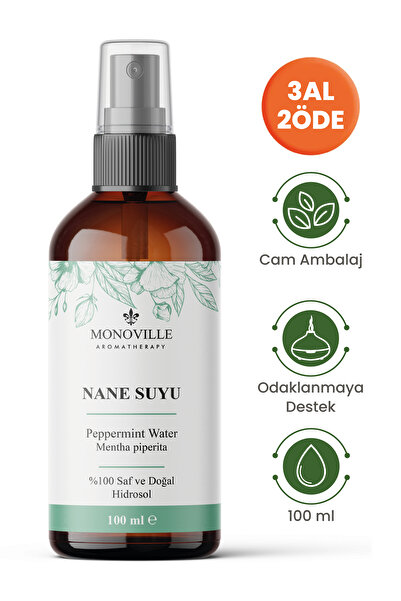 Monoville Nane Suyu Yastık Spreyi %100 Doğal 100 ml ( Peppermint Water )
